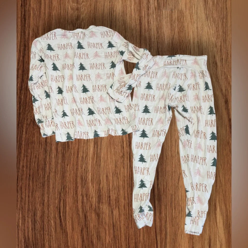 Harper Handmade Two Piece Pajamas SZ 4T Christmas Trees